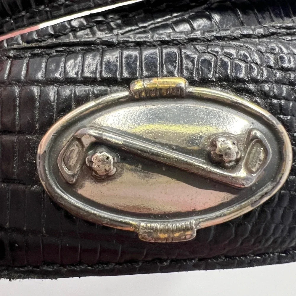 FootJoy Mens Black Lizard Embossed Leather Golf Belt Silver Buckle Size‎ 38